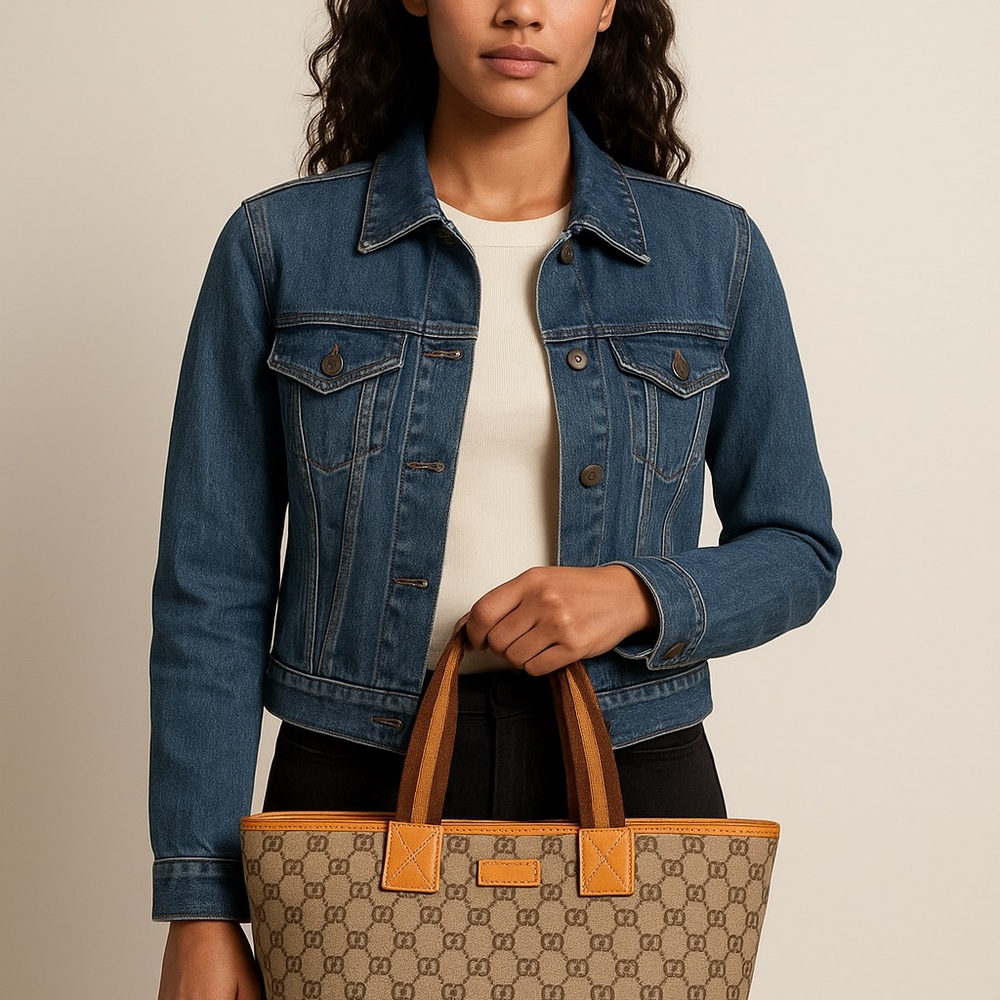 GUCCI GG Canvas Medium Web Tote - Picture 3 of 8